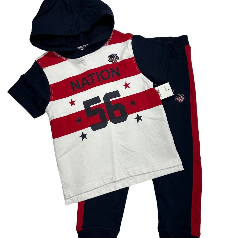 Parish Nation Striped Hooded Tee & Jogger Set (4T)